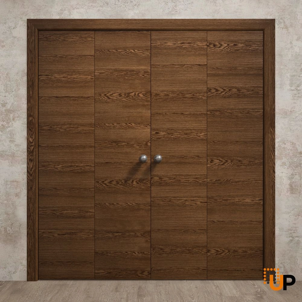 4 folding panels solid wood with honeycomb sliding interior bi-fold double door | Ego 5000  EGO Cognac Oak | 72 x 80 (4* 18x80) photo#2