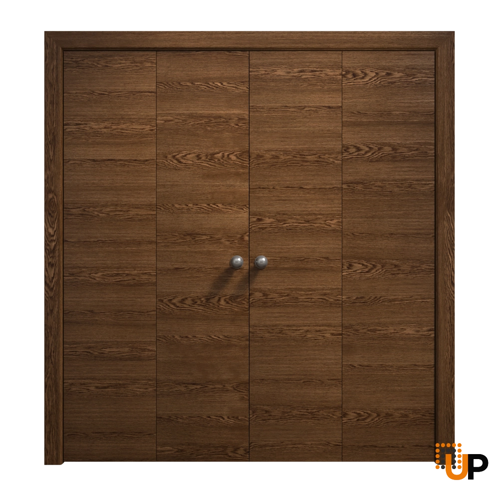 4 folding panels solid wood with honeycomb sliding flush interior bi-fold double door | Ego 5000  EGO Cognac Oak | 72 x 84 (4* 18x84) photo#1