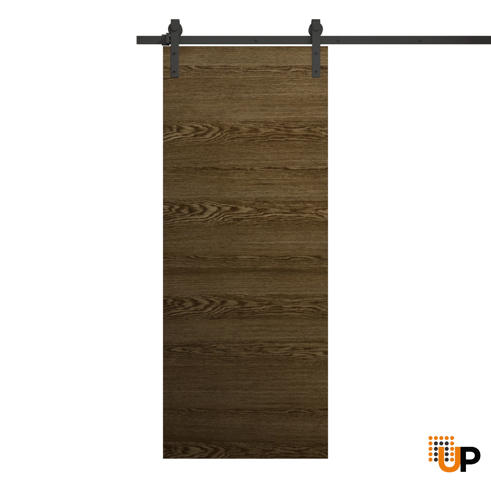 Single solid wood with honeycomb sliding flush interior barn door | Ego 5000  EGO Marble Oak | 18 x 84 photo#1