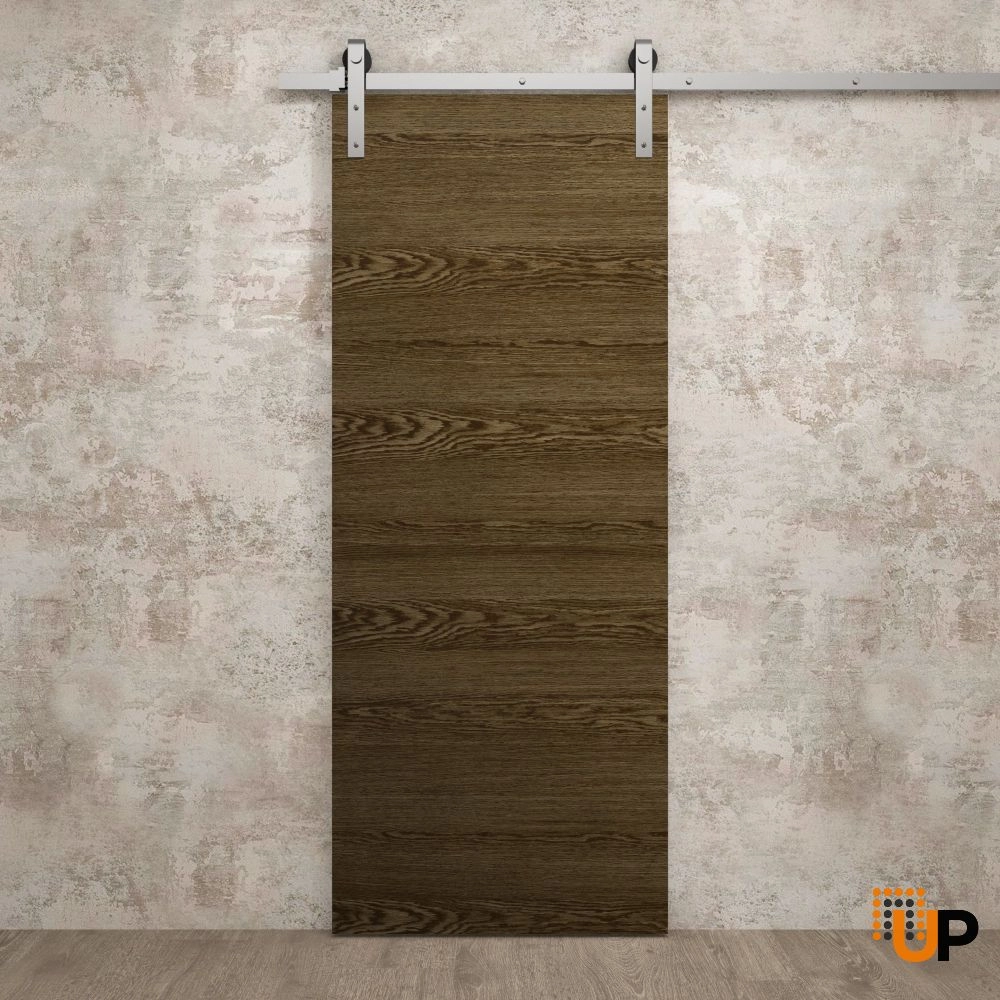 Single solid wood with honeycomb sliding interior barn door | Ego 5000  EGO Marble Oak | 18 x 80 photo#2