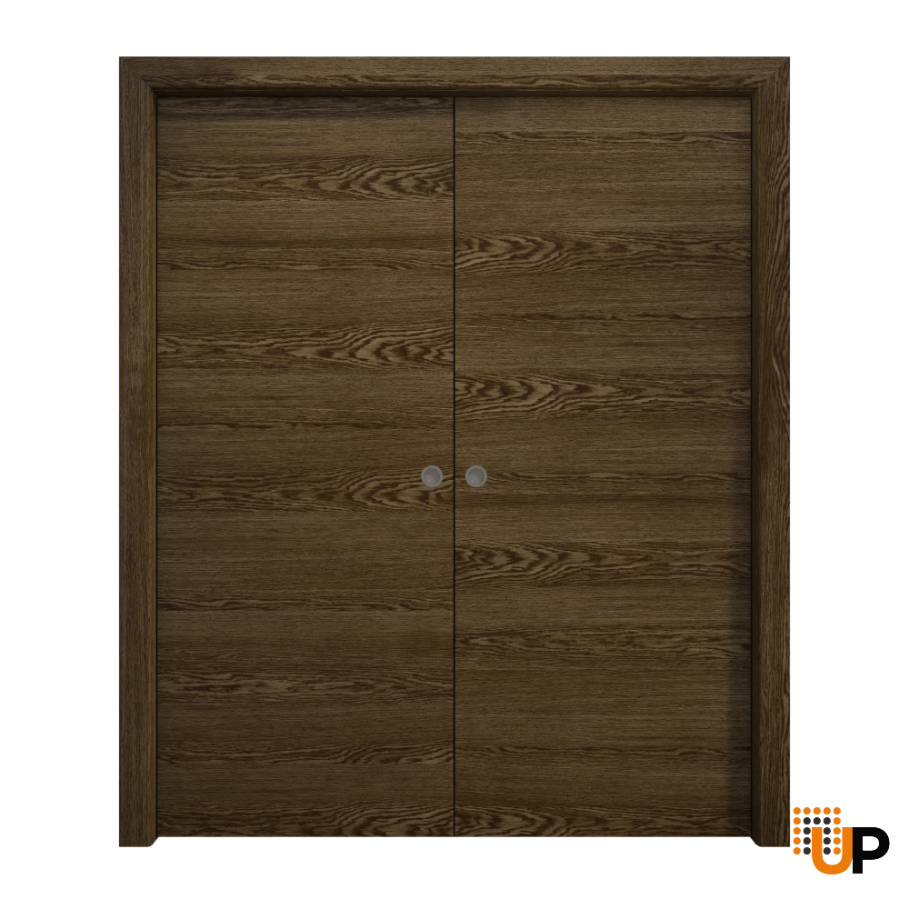 Double solid wood with honeycomb sliding flush interior pocket double door | Ego 5000  EGO Marble Oak | 48 x 80 (2* 24x80) photo#1