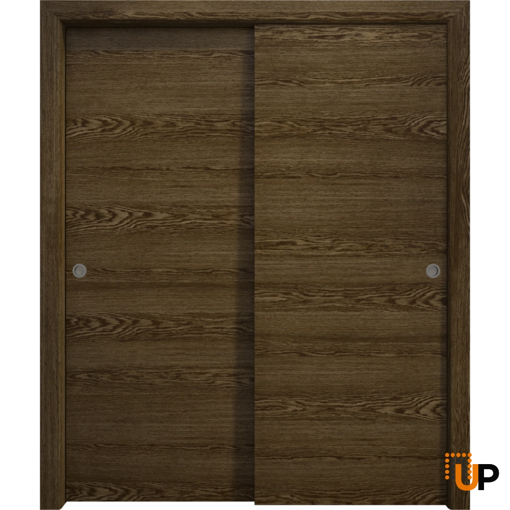 Double solid wood with honeycomb sliding interior closet bypass door | Ego 5000  EGO Marble Oak | 36 x 80 (2* 18x80) photo#1