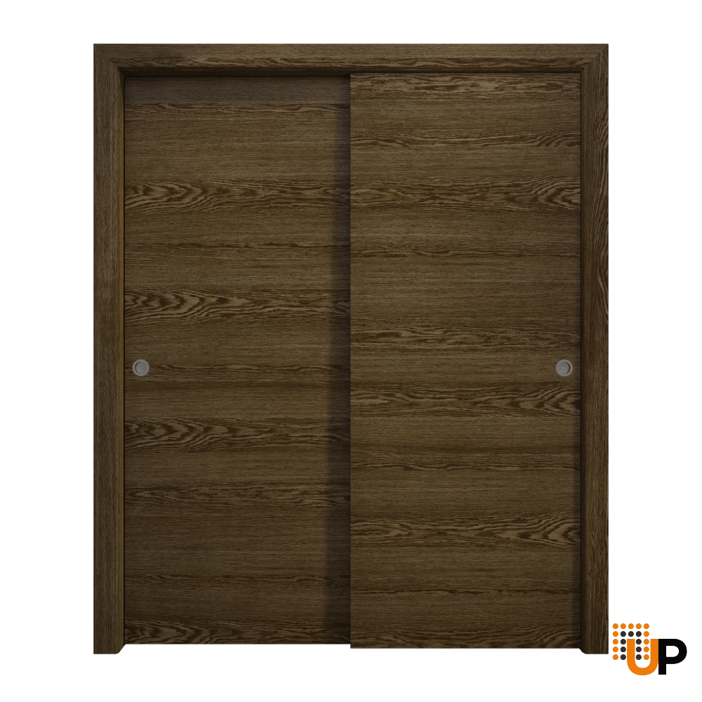 Double solid wood with honeycomb sliding flush interior closet bypass door | Ego 5000  EGO Marble Oak | 64 x 84 (2* 32x84) photo#1