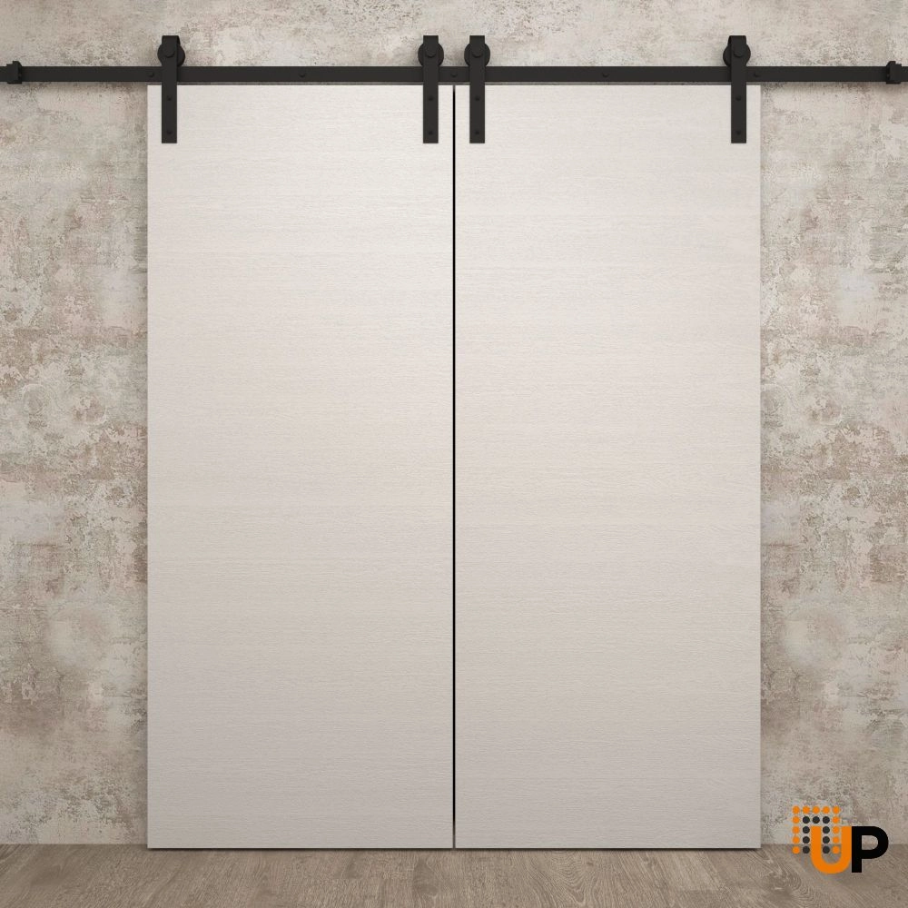 Double solid wood with honeycomb sliding flush interior barn double door | Ego 5000  EGO Painted White Oak | 84 x 96 (2* 42x96) photo#2