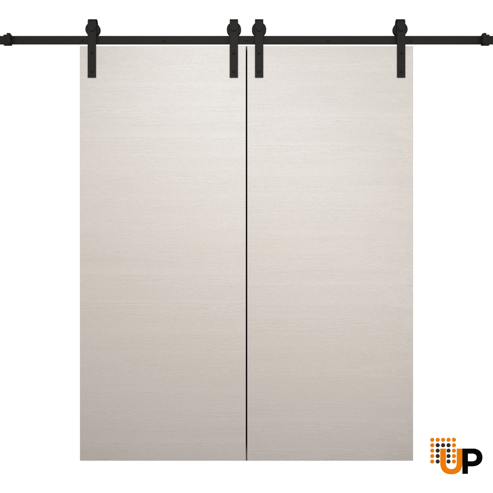 Double solid wood with honeycomb sliding flush interior barn double door | Ego 5000  EGO Painted White Oak | 84 x 96 (2* 42x96) photo#1