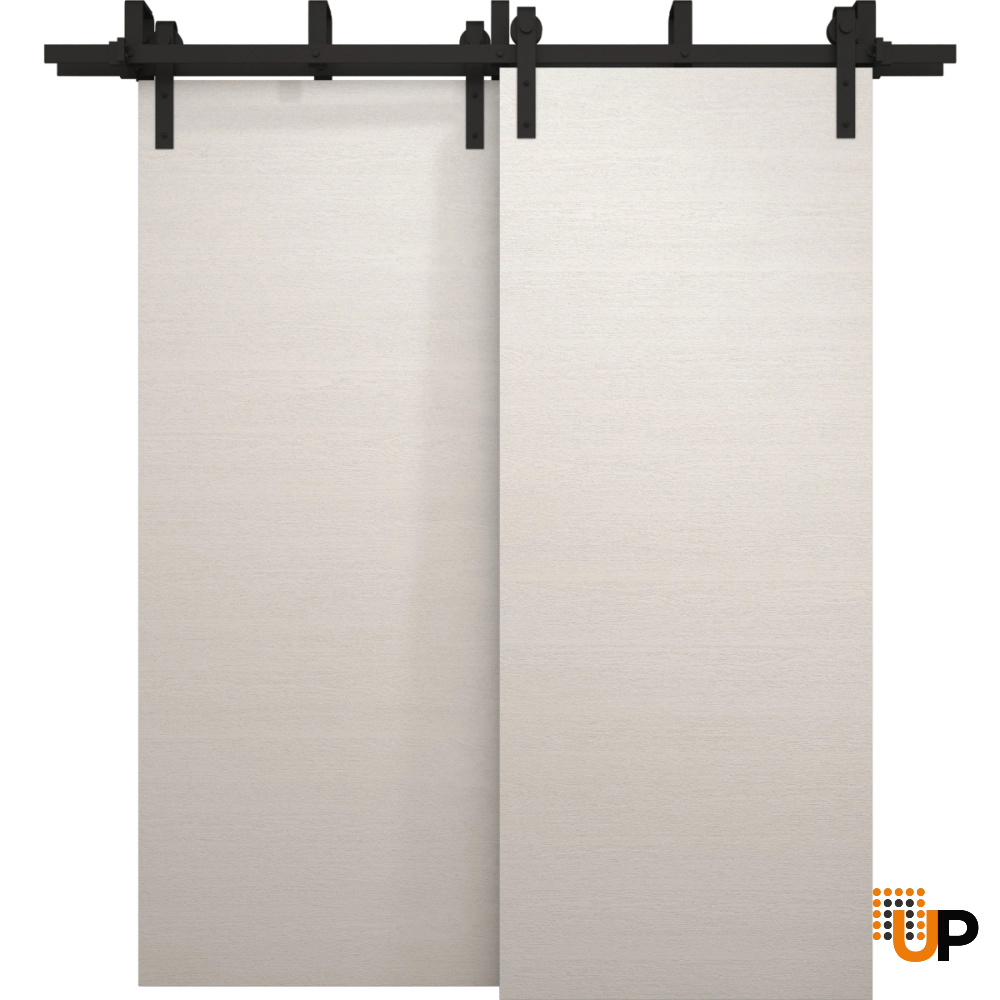 Double solid wood with honeycomb sliding interior barn bypass door | Ego 5000  EGO Painted White Oak | 36 x 80 (2* 18x80) photo#1
