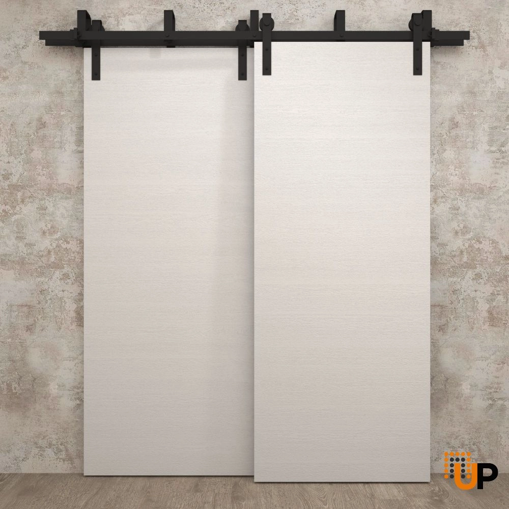 Double solid wood with honeycomb sliding interior barn bypass door | Ego 5000  EGO Painted White Oak | 36 x 80 (2* 18x80) photo#2
