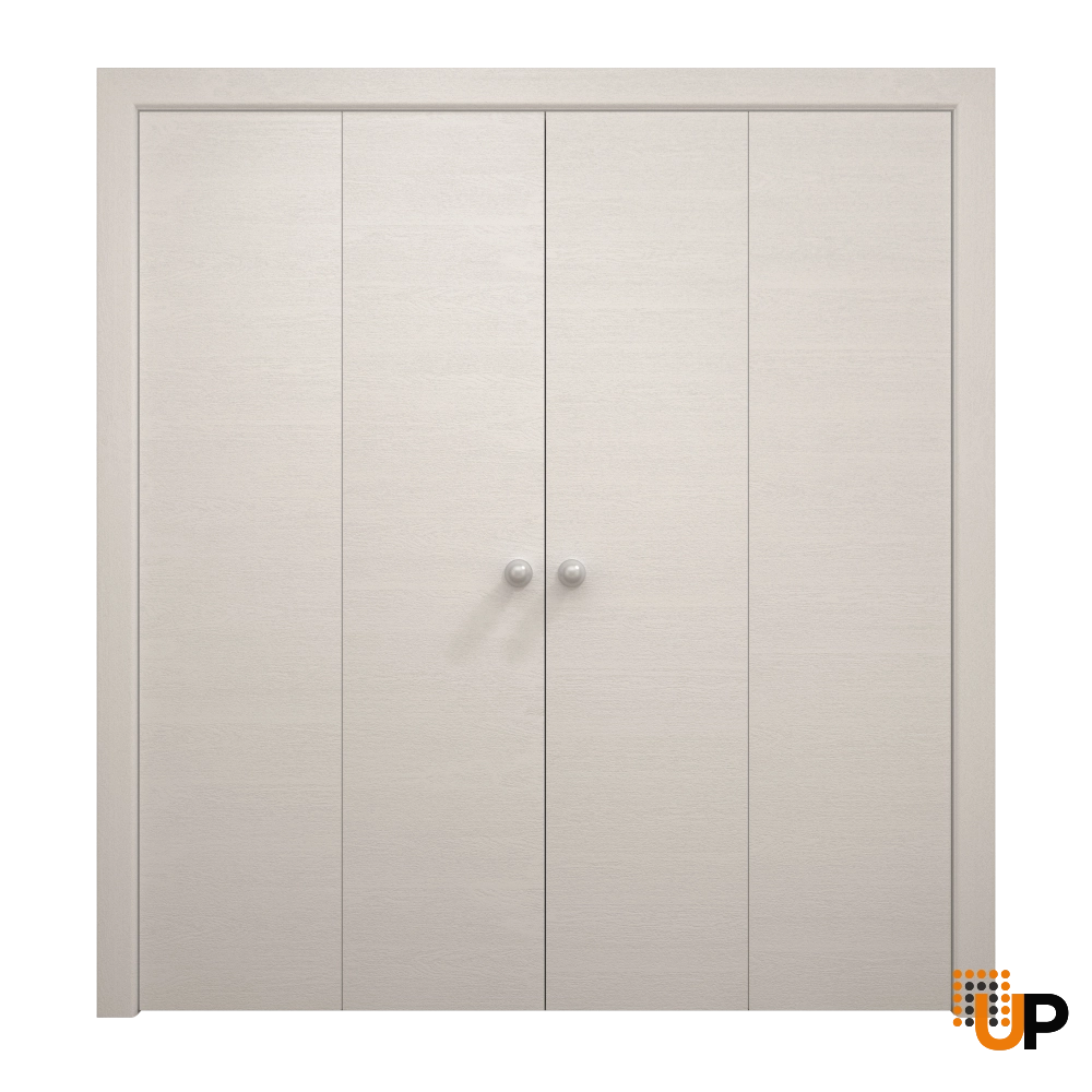 4 folding panels solid wood with honeycomb sliding flush interior bi-fold double door | Ego 5000  EGO Painted White Oak | 72 x 96 (4* 18x96) photo#1