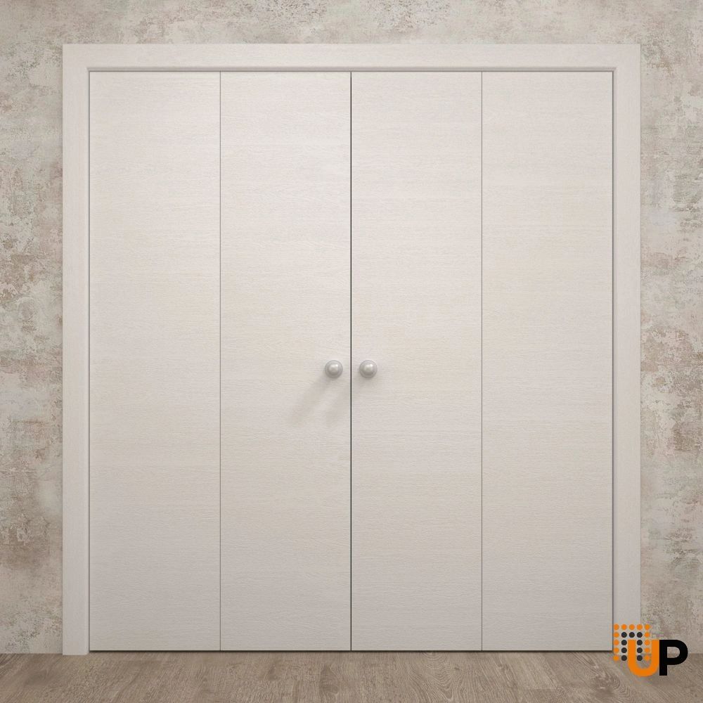 4 folding panels solid wood with honeycomb sliding interior bi-fold double door | Ego 5000  EGO Painted White Oak | 72 x 80 (4* 18x80) photo#2