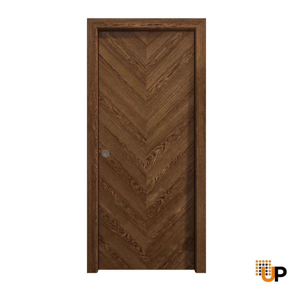 Single solid wood with honeycomb sliding flush interior pocket door | Ego 5005  EGO Cognac Oak | 42 x 96 photo#1