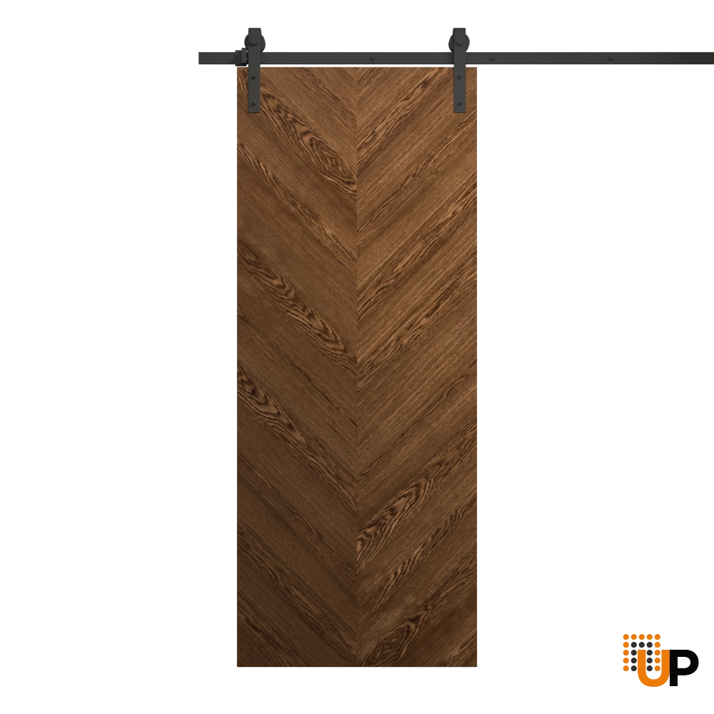 Single solid wood with honeycomb sliding flush interior barn door | Ego 5005  EGO Cognac Oak | 30 x 80 photo#1