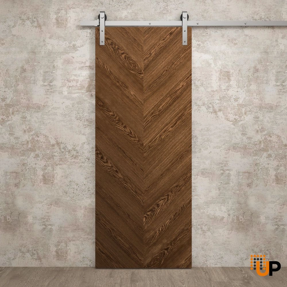 Single solid wood with honeycomb sliding interior barn door | Ego 5005  EGO Cognac Oak | 18 x 80 photo#2