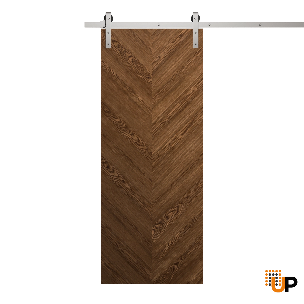 Single solid wood with honeycomb sliding flush interior barn door | Ego 5005  EGO Cognac Oak | 18 x 96 photo#1