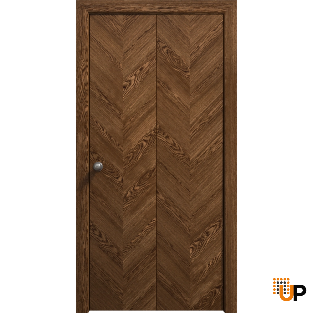 2 folding panels solid wood with honeycomb sliding interior bi-fold door | Ego 5005  EGO Cognac Oak | 36 x 80 (2* 18x80) photo#1
