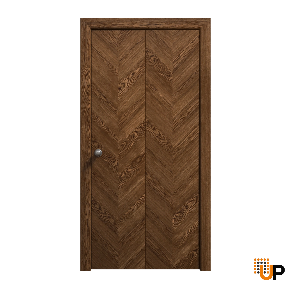 2 folding panels solid wood with honeycomb sliding flush interior bi-fold door | Ego 5005  EGO Cognac Oak | 60 x 80 (2* 30x80) photo#1