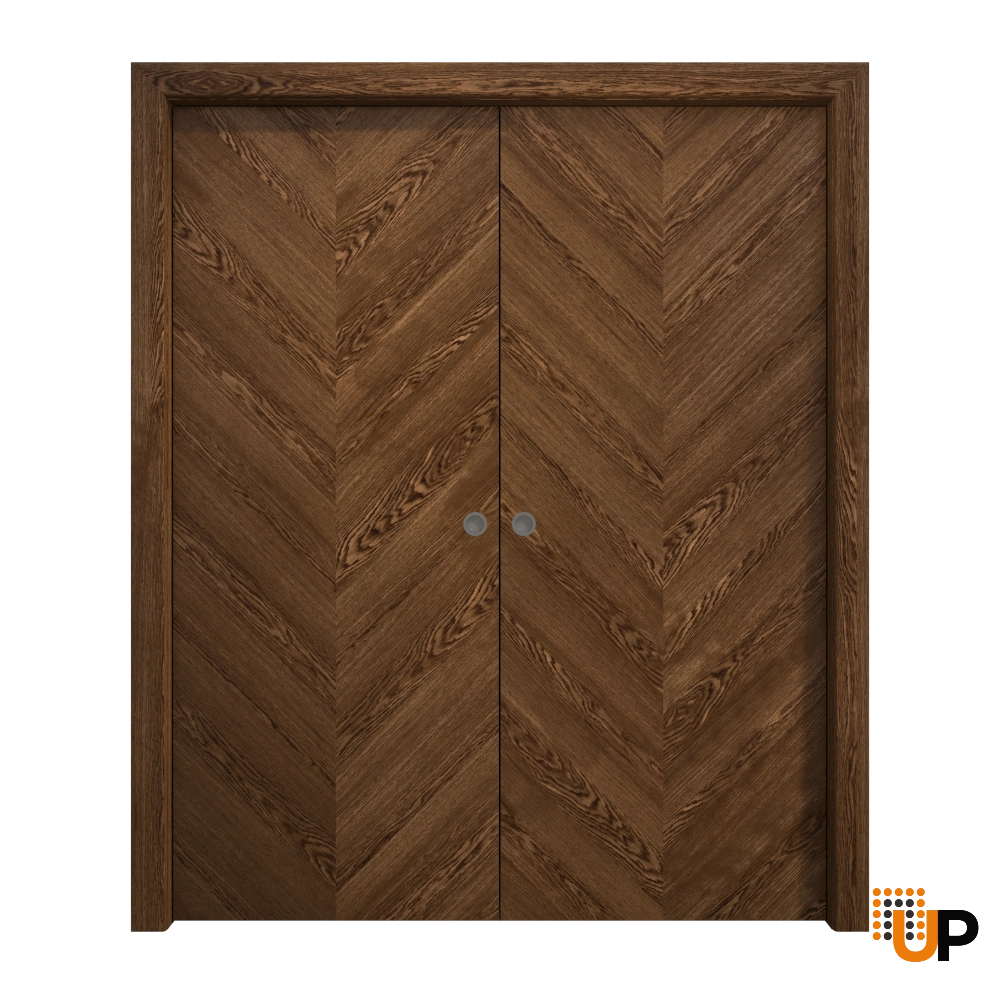 Double solid wood with honeycomb sliding flush interior pocket double door | Ego 5005  EGO Cognac Oak | 56 x 80 (2* 28x80) photo#1