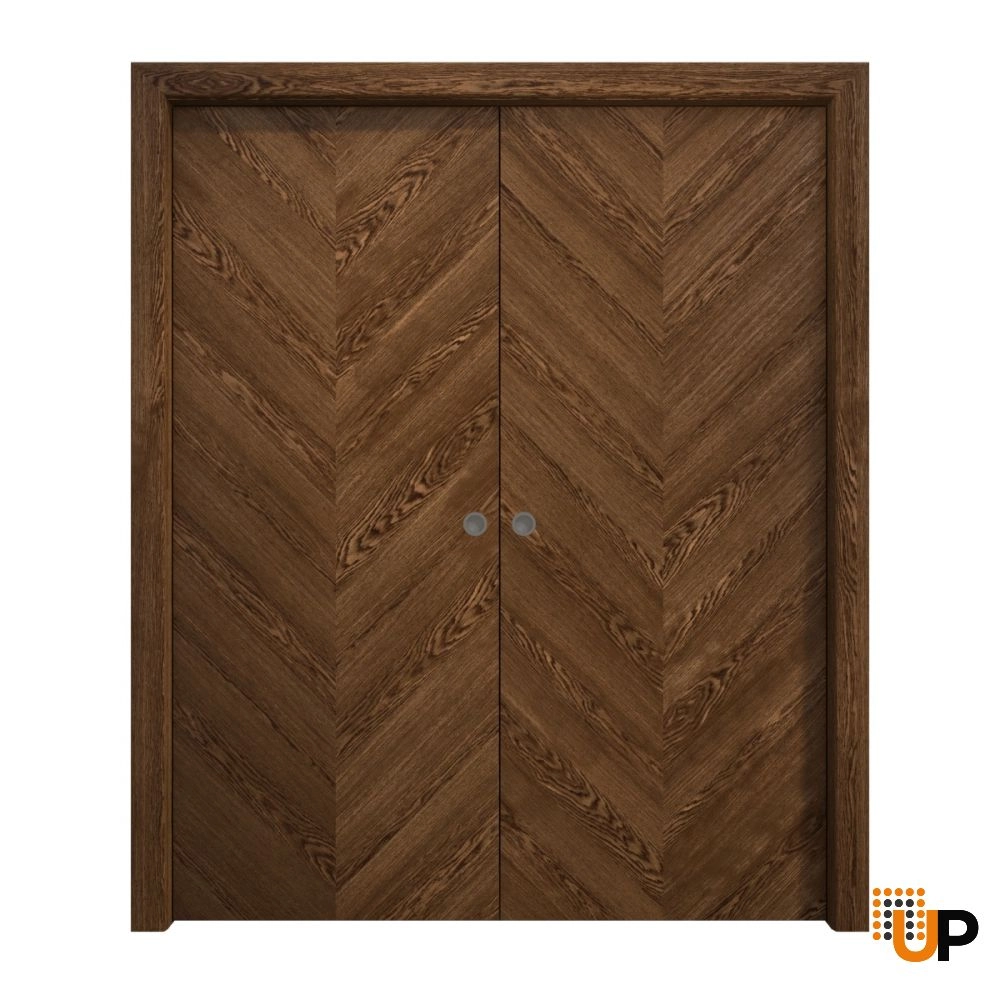 Double solid wood with honeycomb sliding flush interior pocket double door | Ego 5005  EGO Cognac Oak | 36 x 80 (2* 18x80) photo#1