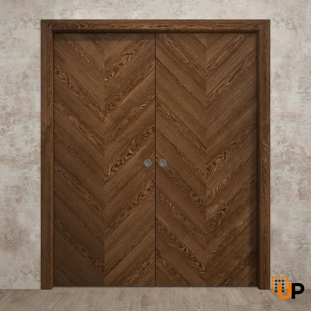 Double solid wood with honeycomb sliding interior pocket double door | Ego 5005  EGO Cognac Oak | 36 x 80 (2* 18x80) photo#2