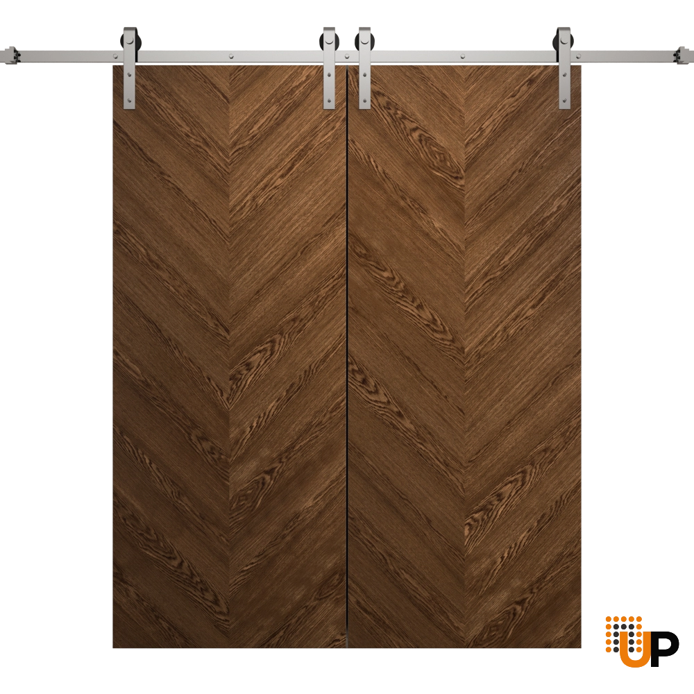 Double solid wood with honeycomb sliding flush interior barn double door | Ego 5005  EGO Cognac Oak | 36 x 96 (2* 18x96) photo#1