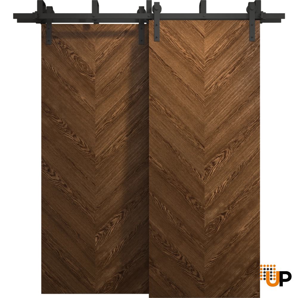 Double solid wood with honeycomb sliding interior barn bypass door | Ego 5005  EGO Cognac Oak | 36 x 80 (2* 18x80) photo#1
