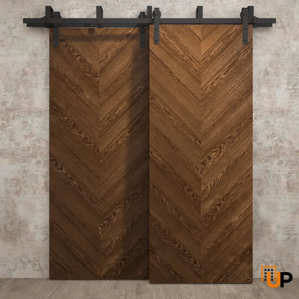 Double solid wood with honeycomb sliding interior barn bypass door | Ego 5005  EGO Cognac Oak | 36 x 80 (2* 18x80) photo#2
