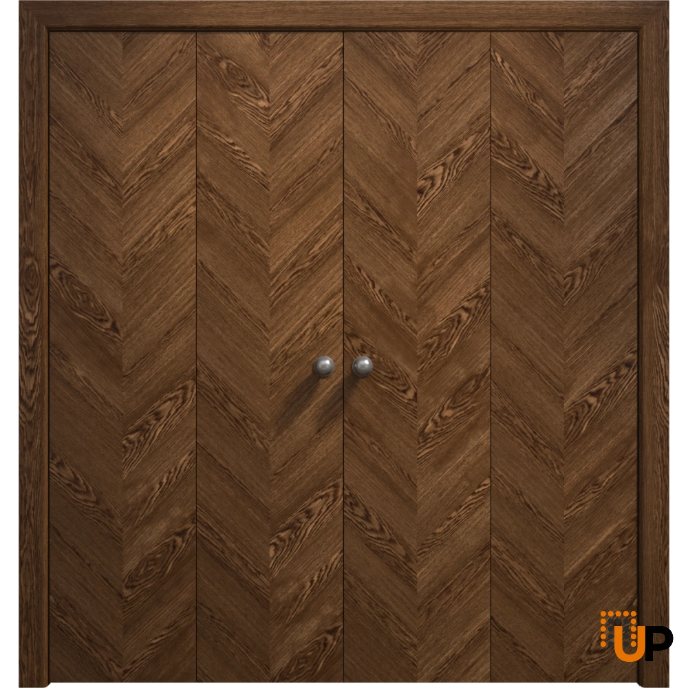 Double solid wood with honeycomb sliding interior pocket double door | Ego 5005  EGO Cognac Oak | 36 x 80 (2* 18x80) photo#1
