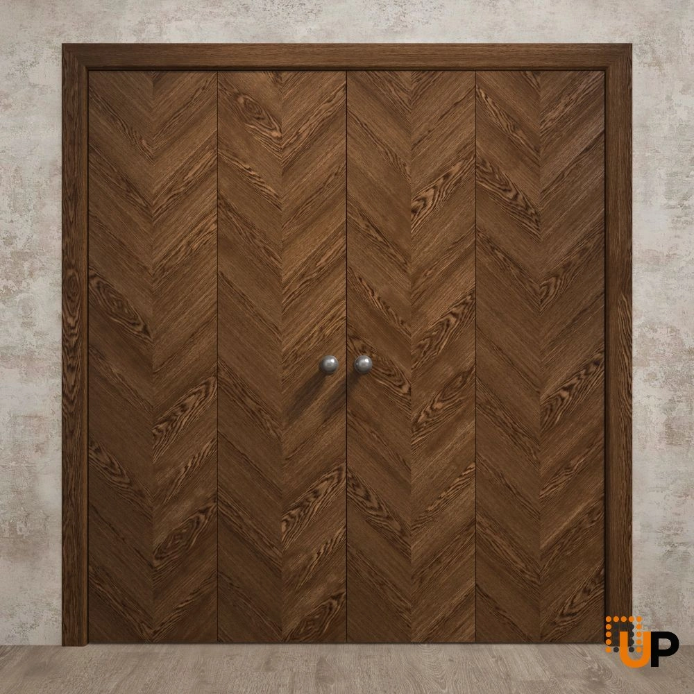 4 folding panels solid wood with honeycomb sliding interior bi-fold double door | Ego 5005  EGO Cognac Oak | 72 x 80 (4* 18x80) photo#2