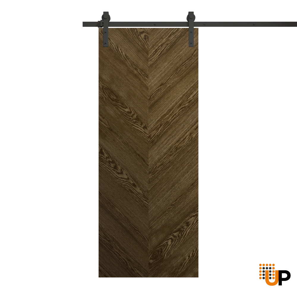 Single solid wood with honeycomb sliding flush interior barn door | Ego 5005  EGO Marble Oak | 30 x 80 photo#1