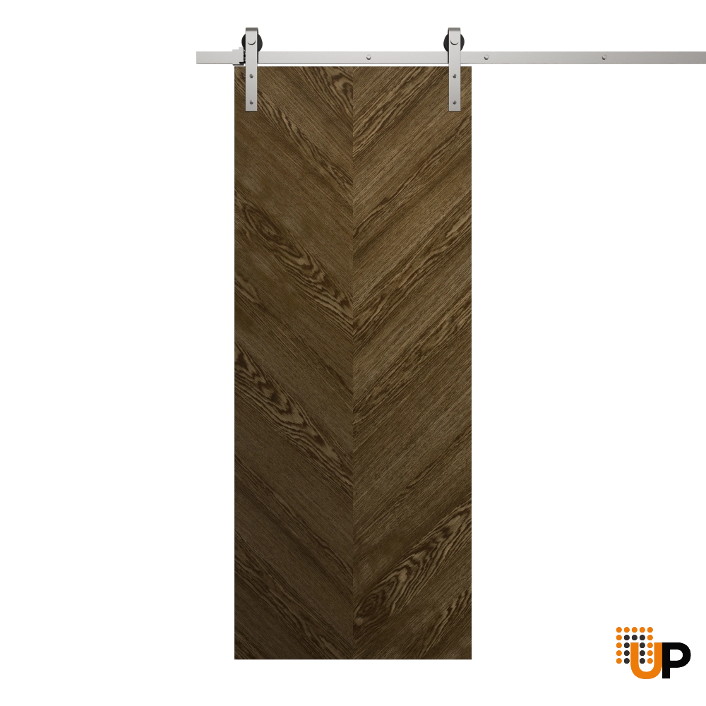 Single solid wood with honeycomb sliding flush interior barn door | Ego 5005  EGO Marble Oak | 36 x 80 photo#1