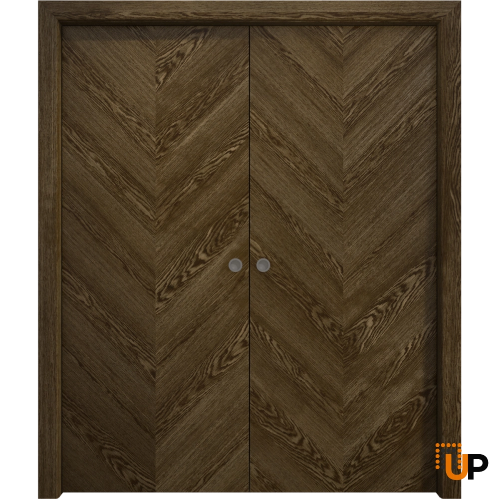 Double solid wood with honeycomb sliding interior pocket double door | Ego 5005  EGO Marble Oak | 36 x 80 (2* 18x80) photo#1