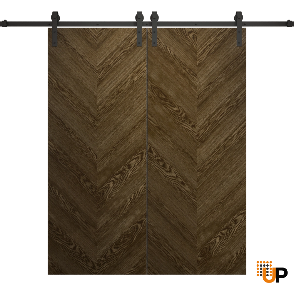 Double solid wood with honeycomb sliding flush interior barn double door | Ego 5005  EGO Marble Oak | 36 x 84 (2* 18x84) photo#1
