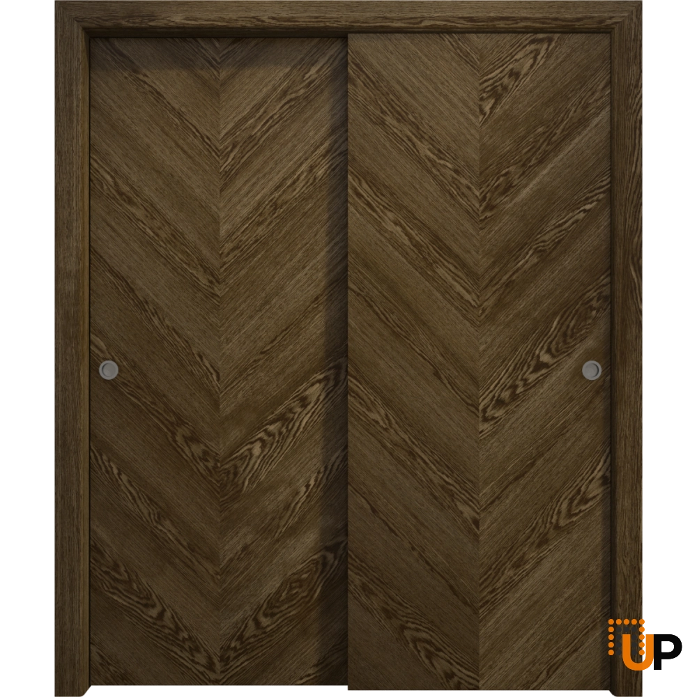 Double solid wood with honeycomb sliding interior closet bypass door | Ego 5005  EGO Marble Oak | 36 x 80 (2* 18x80) photo#1