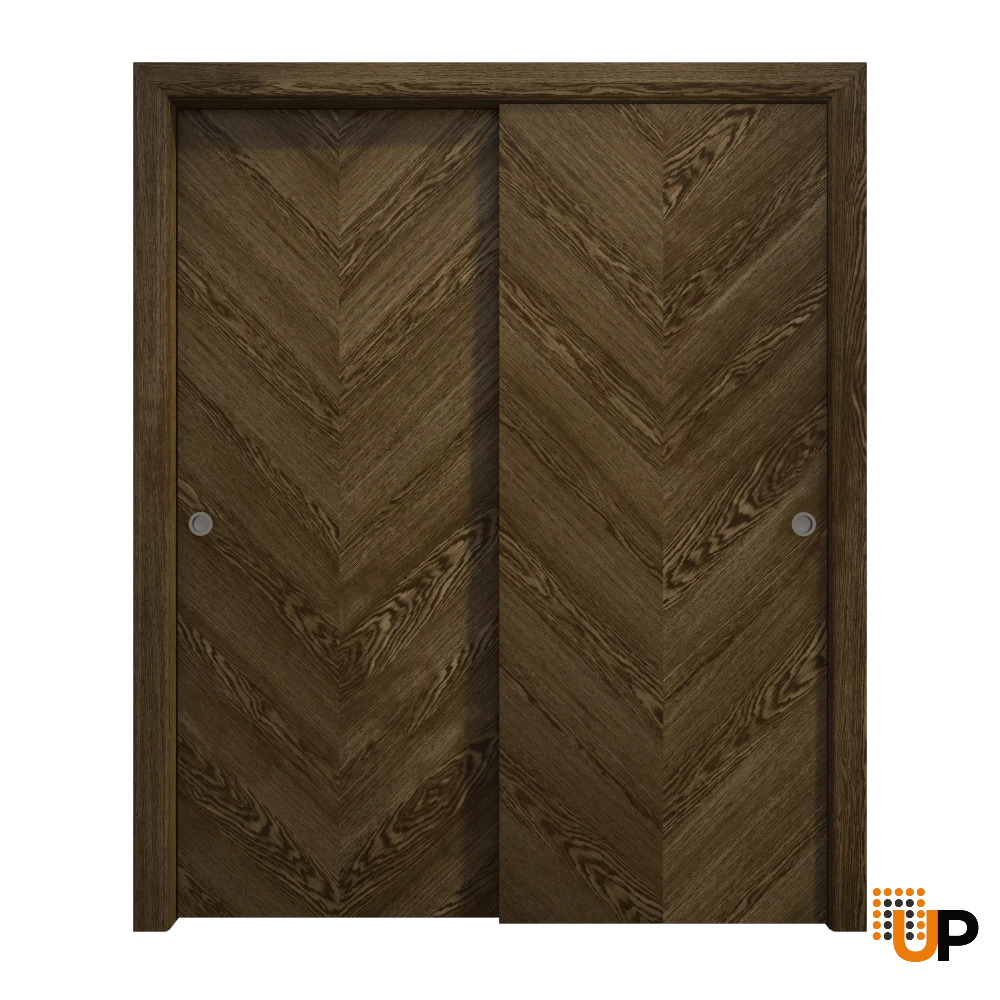 Double solid wood with honeycomb sliding flush interior closet bypass door | Ego 5005  EGO Marble Oak | 56 x 80 (2* 28x80) photo#1
