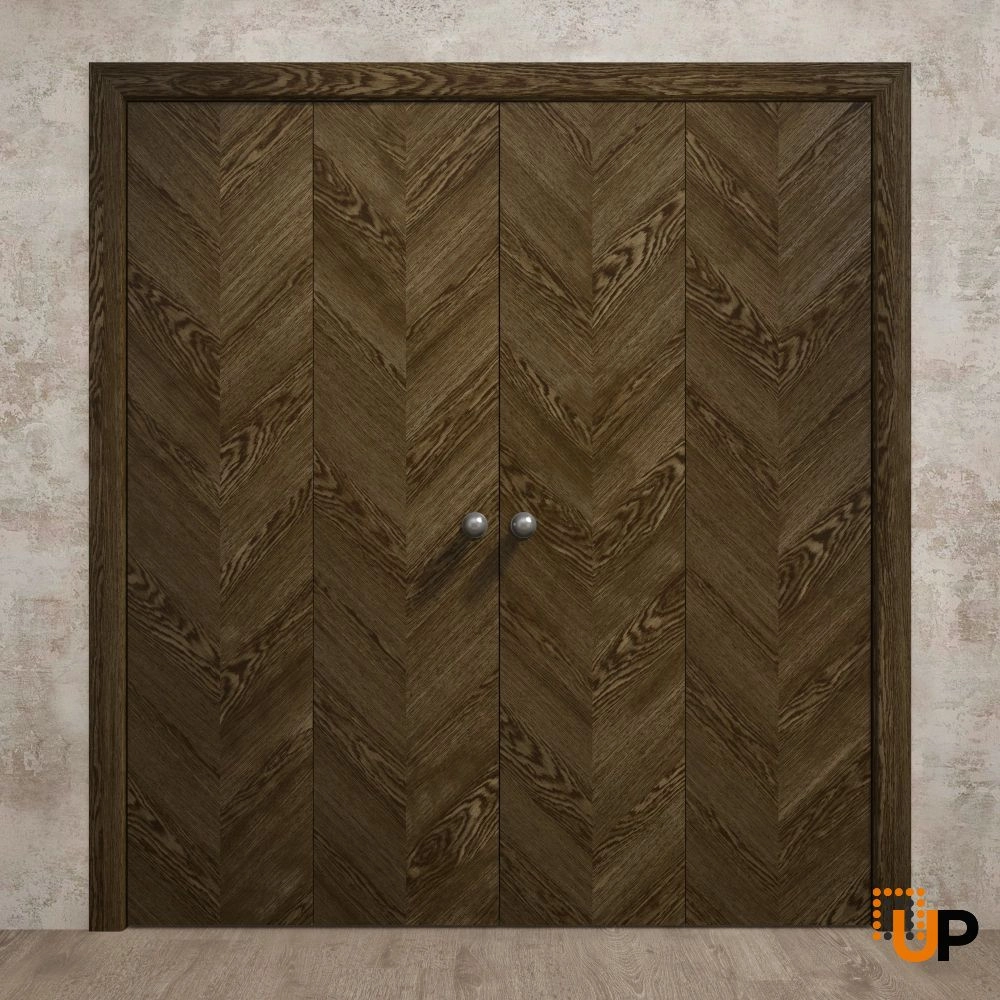4 folding panels solid wood with honeycomb sliding interior bi-fold double door | Ego 5005  EGO Marble Oak | 72 x 80 (4* 18x80) photo#2