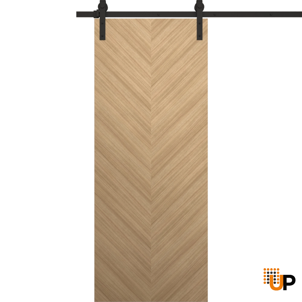 Single solid wood with honeycomb sliding interior barn door | Ego 5005 EGO Natural Oak | 18 x 80 photo#1
