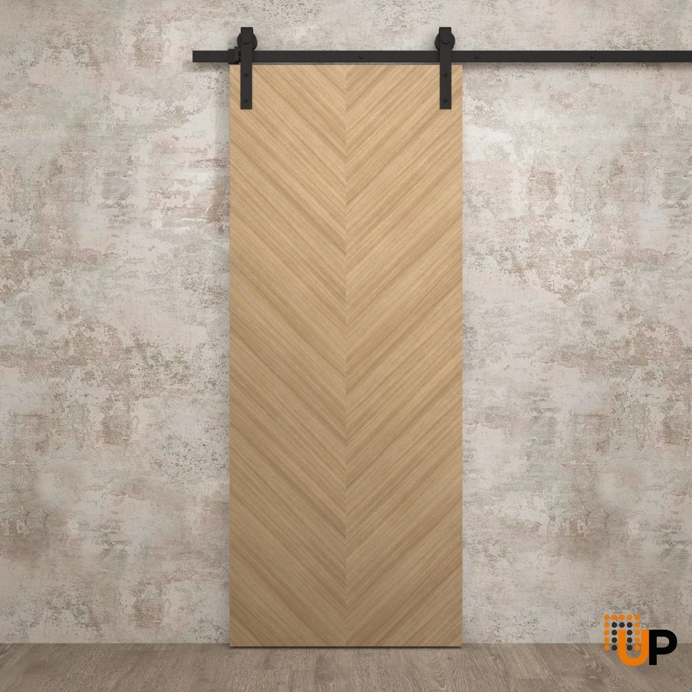 Single solid wood with honeycomb sliding interior barn door | Ego 5005 EGO Natural Oak | 18 x 80 photo#2