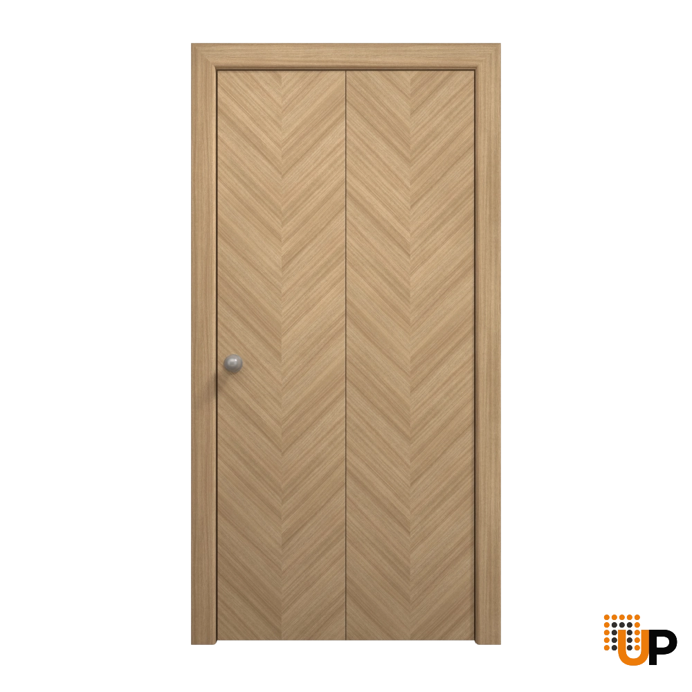 2 folding panels solid wood with honeycomb sliding flush interior bi-fold door | Ego 5005 EGO Natural Oak | 60 x 80 (2* 30x80) photo#1