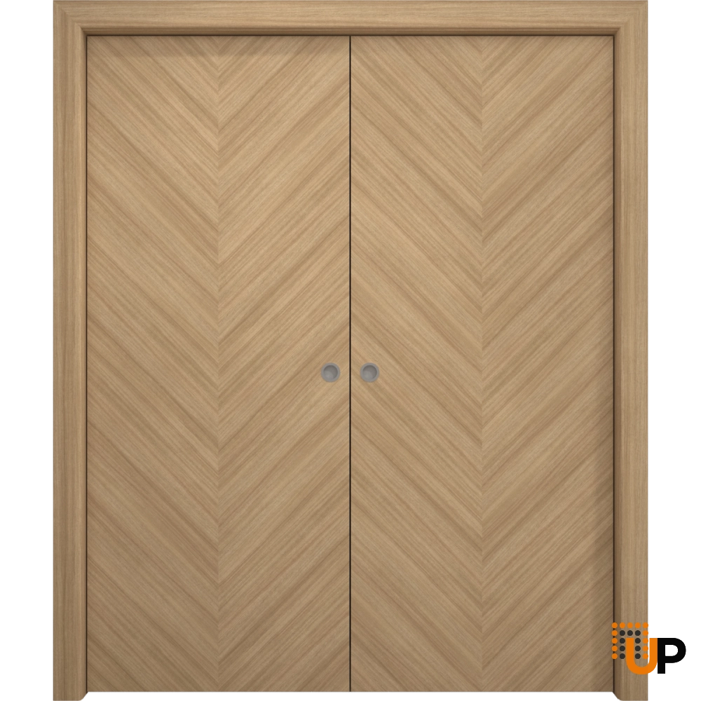 Double solid wood with honeycomb sliding interior pocket double door | Ego 5005 EGO Natural Oak | 36 x 80 (2* 18x80) photo#1
