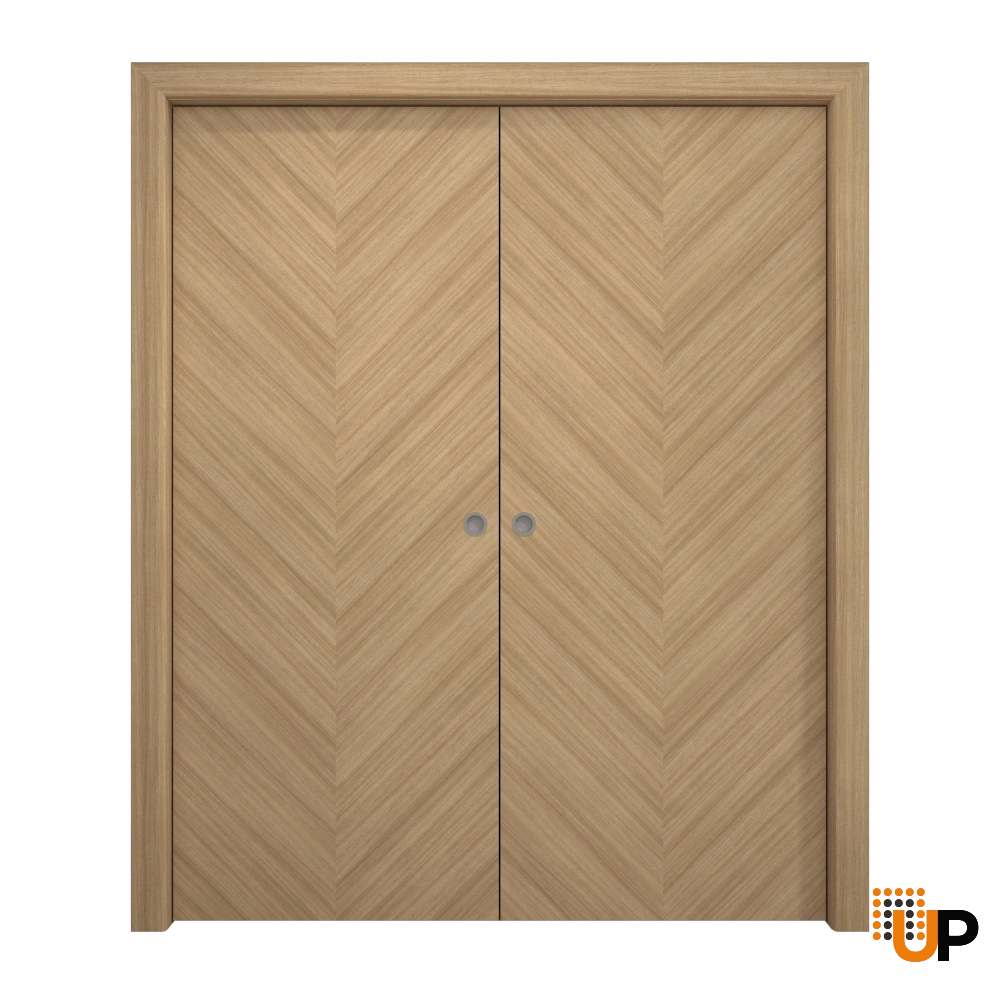 Double solid wood with honeycomb sliding interior pocket double door | Ego 5005 EGO Natural Oak | 60 x 80 (2* 30x80) photo#1