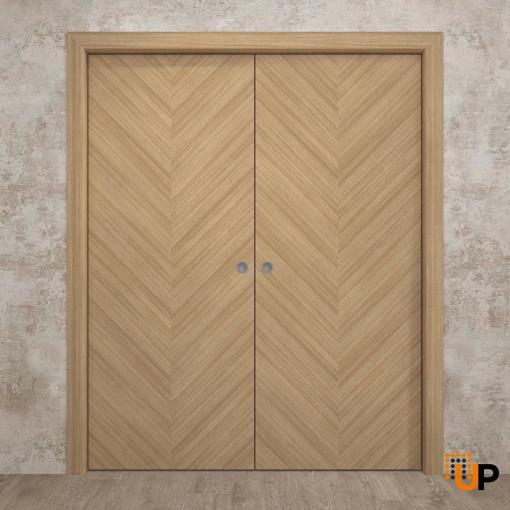 Double solid wood with honeycomb sliding interior pocket double door | Ego 5005 EGO Natural Oak | 60 x 80 (2* 30x80) photo#2