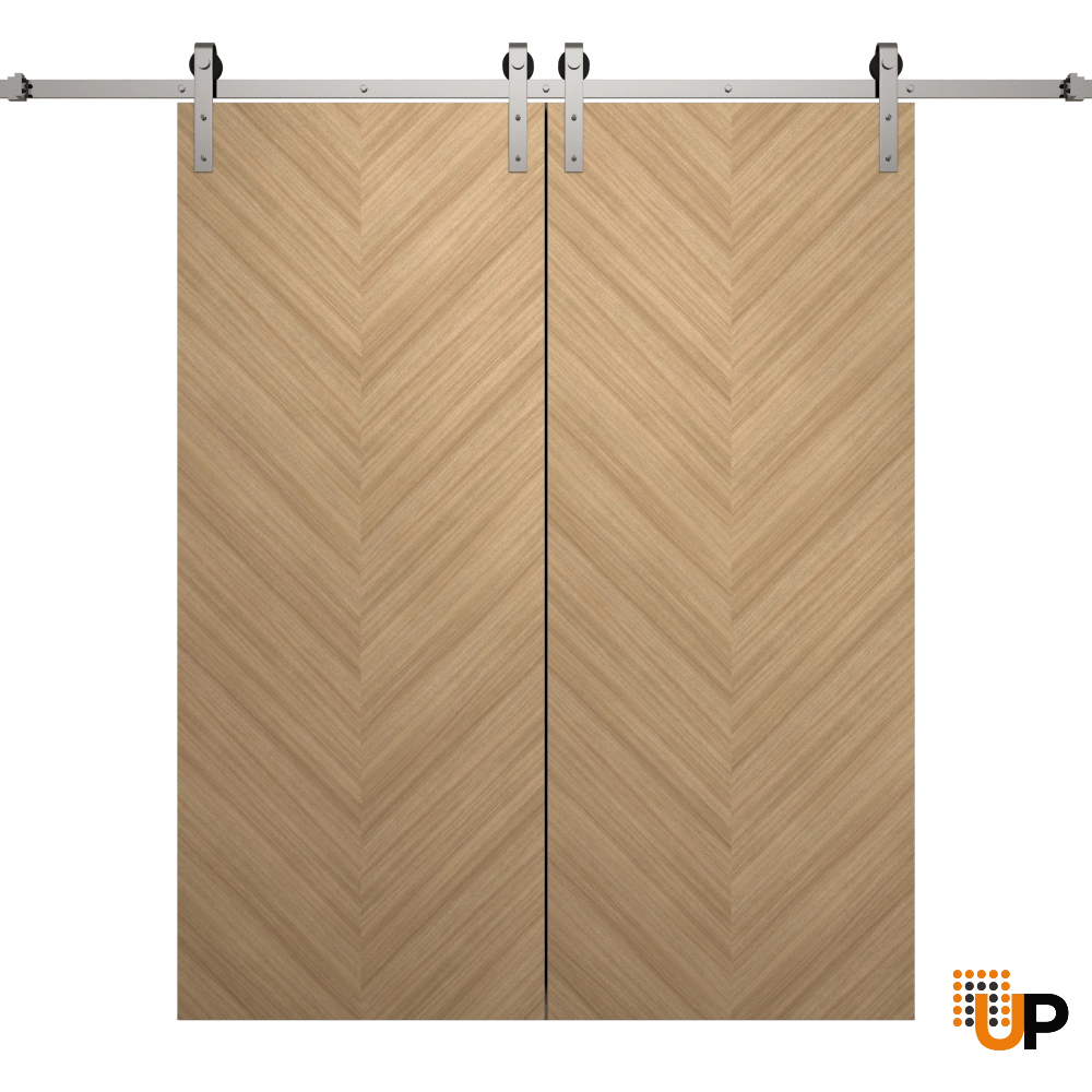 Double solid wood with honeycomb sliding flush interior barn double door | Ego 5005 EGO Natural Oak | 64 x 96 (2* 32x96) photo#1