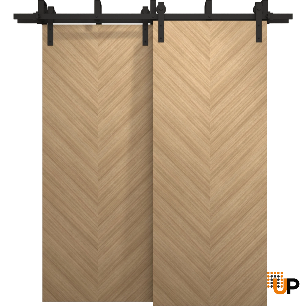 Double solid wood with honeycomb sliding interior barn bypass door | Ego 5005 EGO Natural Oak | 36 x 80 (2* 18x80) photo#1