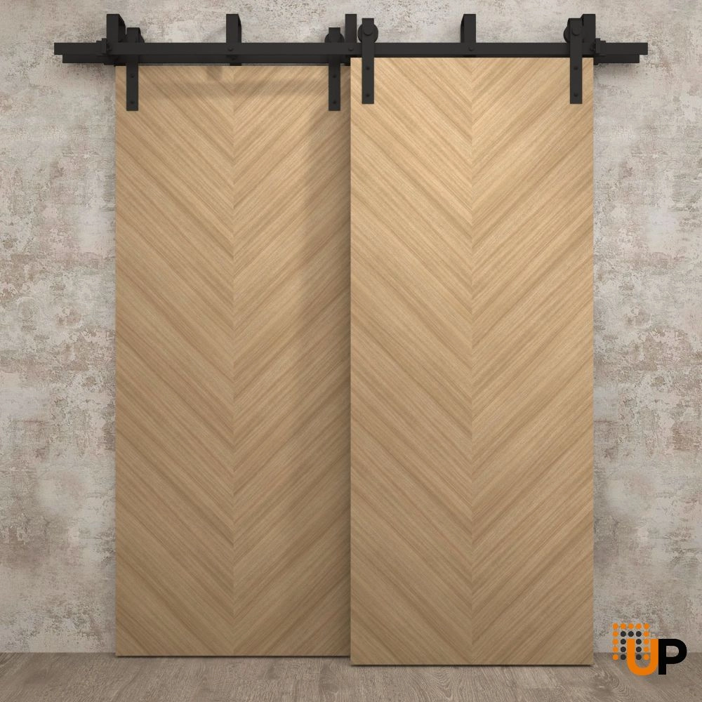 Double solid wood with honeycomb sliding interior barn bypass door | Ego 5005 EGO Natural Oak | 36 x 80 (2* 18x80) photo#2