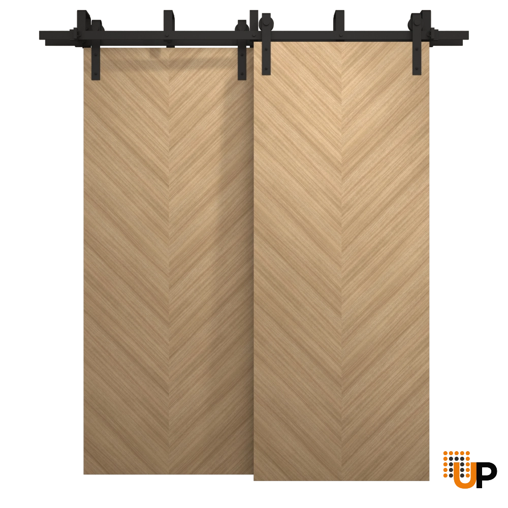 Double solid wood with honeycomb sliding flush interior barn bypass door | Ego 5005 EGO Natural Oak | 84 x 80 (2* 42x80) photo#1