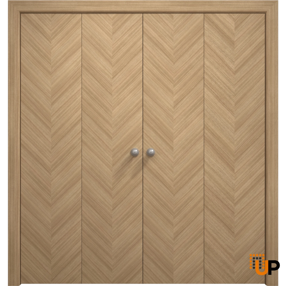 4 folding panels solid wood with honeycomb sliding interior bi-fold double door | Ego 5005 EGO Natural Oak | 72 x 80 (4* 18x80) photo#1