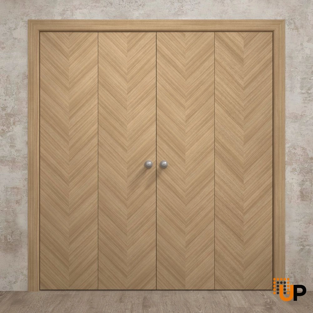 4 folding panels solid wood with honeycomb sliding interior bi-fold double door | Ego 5005 EGO Natural Oak | 72 x 80 (4* 18x80) photo#2