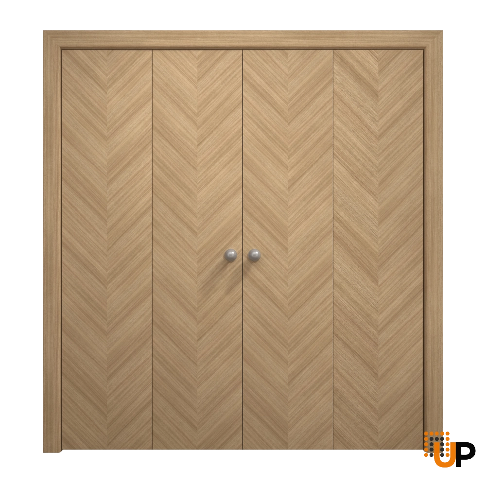 4 folding panels solid wood with honeycomb sliding flush interior bi-fold double door | Ego 5005 EGO Natural Oak | 96 x 96 (4* 24x96) photo#1