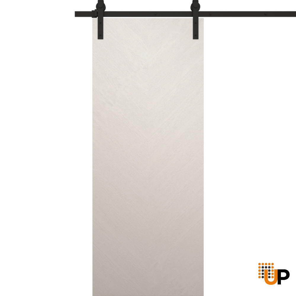 Single solid wood with honeycomb sliding interior barn door | Ego 5005  EGO Painted White Oak | 18 x 80 photo#1