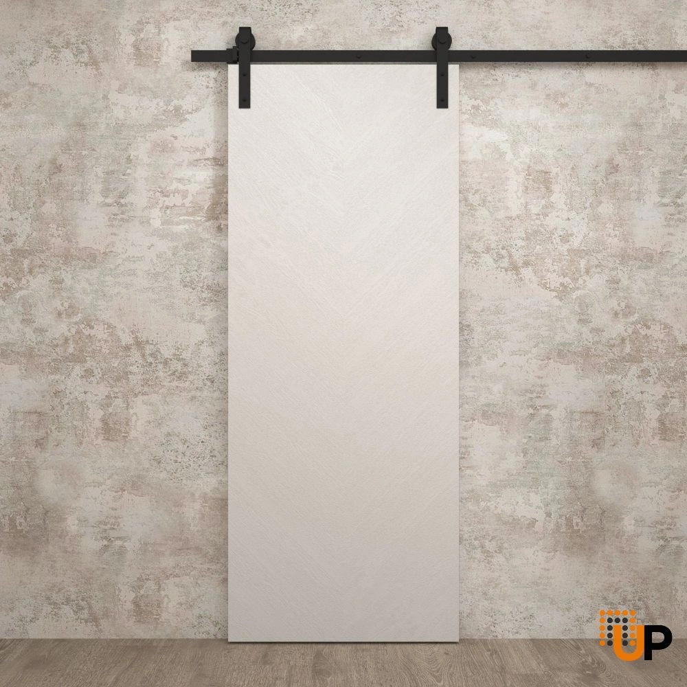 Single solid wood with honeycomb sliding interior barn door | Ego 5005  EGO Painted White Oak | 18 x 80 photo#2
