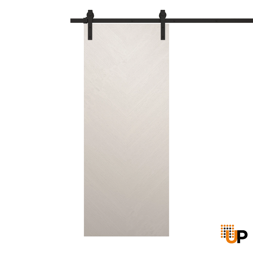 Single solid wood with honeycomb sliding flush interior barn door | Ego 5005  EGO Painted White Oak | 30 x 84 photo#1